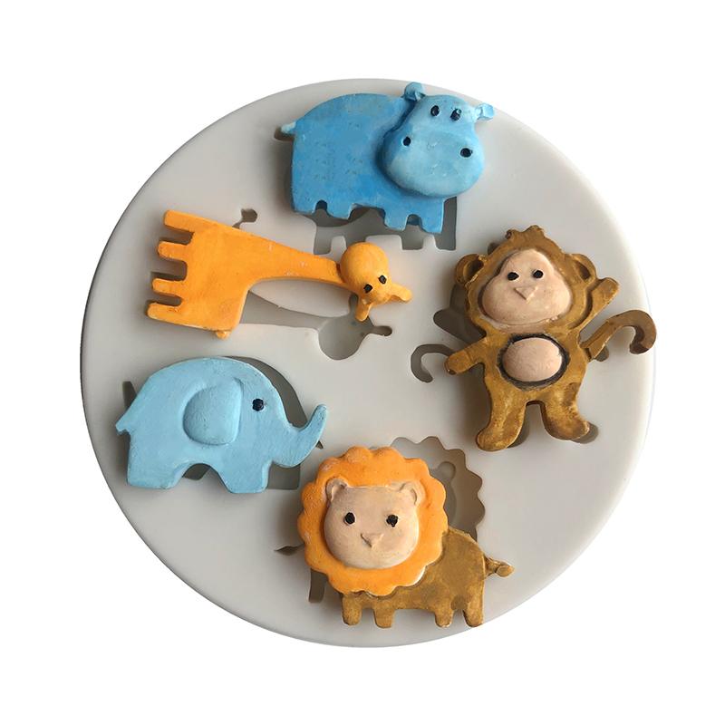 Leu Hippo Girafa Elefant Forma Silicon Mold Animal Mici Fondant Decorat Tort Ciocolata uscata Pez Biscuiti Mucegai de copt