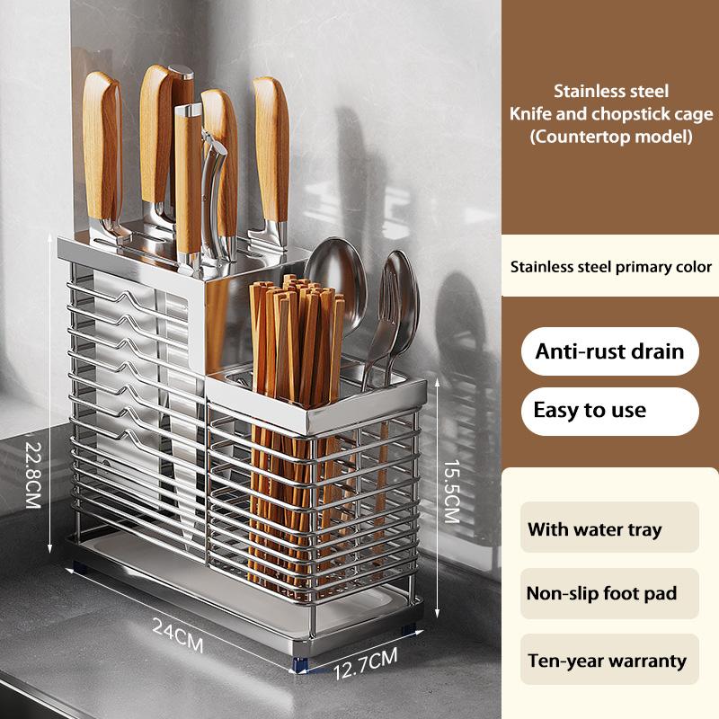 Stainless Steel Fork Chopstick Drain Storage Rack Chopsticks Spoons Drainer Basket Flatware Storage Drainer Kitchen Organizer