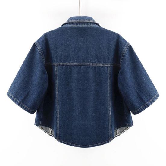 Giacche Jeans Corte da Donna con Risvolto e Bottoni Giacca Jeans Trucker Estiva a Maniche Corte Casual