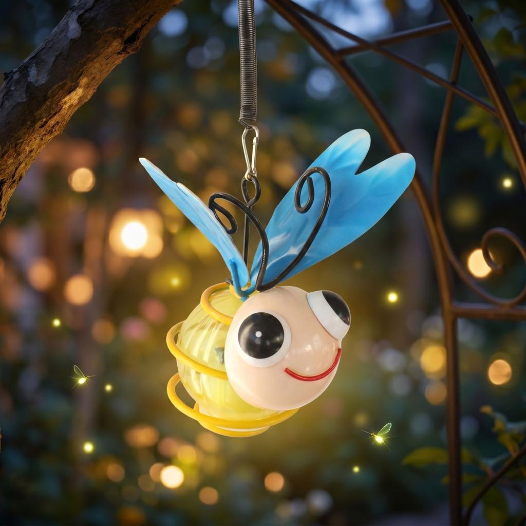 Solar Powered Bee Hanging Light Iron Art LED Outdoor Garden Decoration Yard Patio Hanging Lamp Solar Lantern