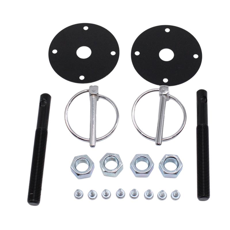 A16P-Flip-Over P Scuff Plates Black Billet Aluminum Hood Pin Kit Latch Bonnet Flip-Over Style Universal For GM Chevy Ford