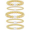 M MOOHAM Gold Beaded Bracelet Set for Women, Pearl Cross Stackable Jewelry | 14K Gold Plated Beaded Bracelets Set, Adjustable Stretch, Non Tarnish