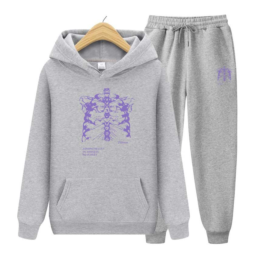 Jesienno-zimowe bluzy + spodnie Dwuczęściowy zestaw Drukowanie Męskie bluzy damskie Dresy Spodnie do biegania Grube, ciepłe ubrania męskie