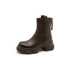 Fashion cowhide thick heel thick sole round head short boots women's 2025 autumn and winter new brown retro versatile and thin Martin boots