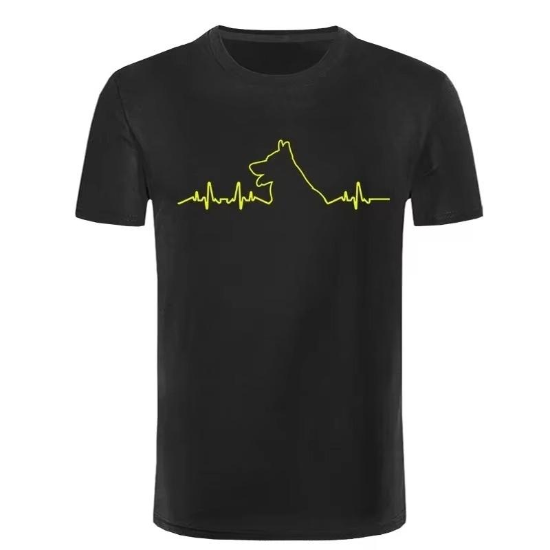 2025 new German Shepherd Heartbeat TShirt Funny Dog Lovers Quote Cheap Sale 100  Cotton T Shirts for Boys Man Print