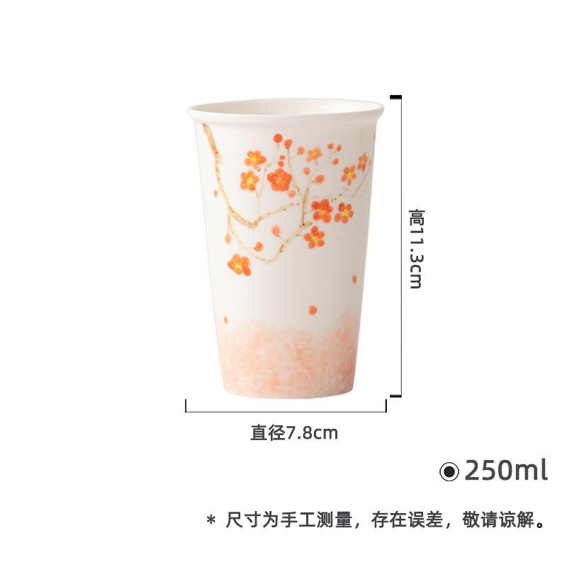 

250ml Hand-painted Flower Cola Mug Iced Coffee Juice Cup Master Mug Bubble Teacup Cold Hot Water Jug Household Drinkware Craft