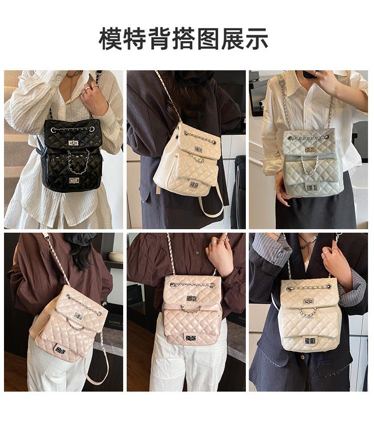 Backpack Women's Fashion Niche Design 2025 New Portable Korean Version Rhombus Student School Bag Lightweight Travel Backpack