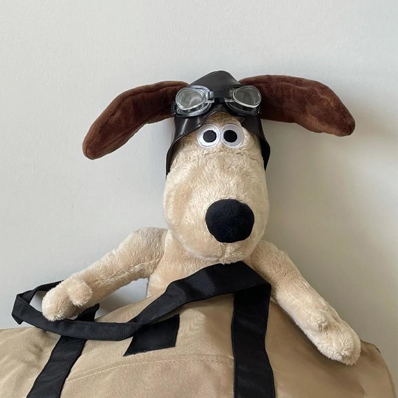 Plush Puppy Toy Animated Cartoon Cut Short Plushie Dog Home Decor Adornment Dolls Pilot Hat