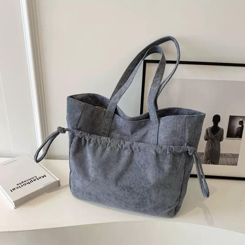 Large Capacity Corduroy Tote Bag Women's Autumn and Winter New Pumping Belt Women's Bag Student Shoulder Bag Armpit Big Bag