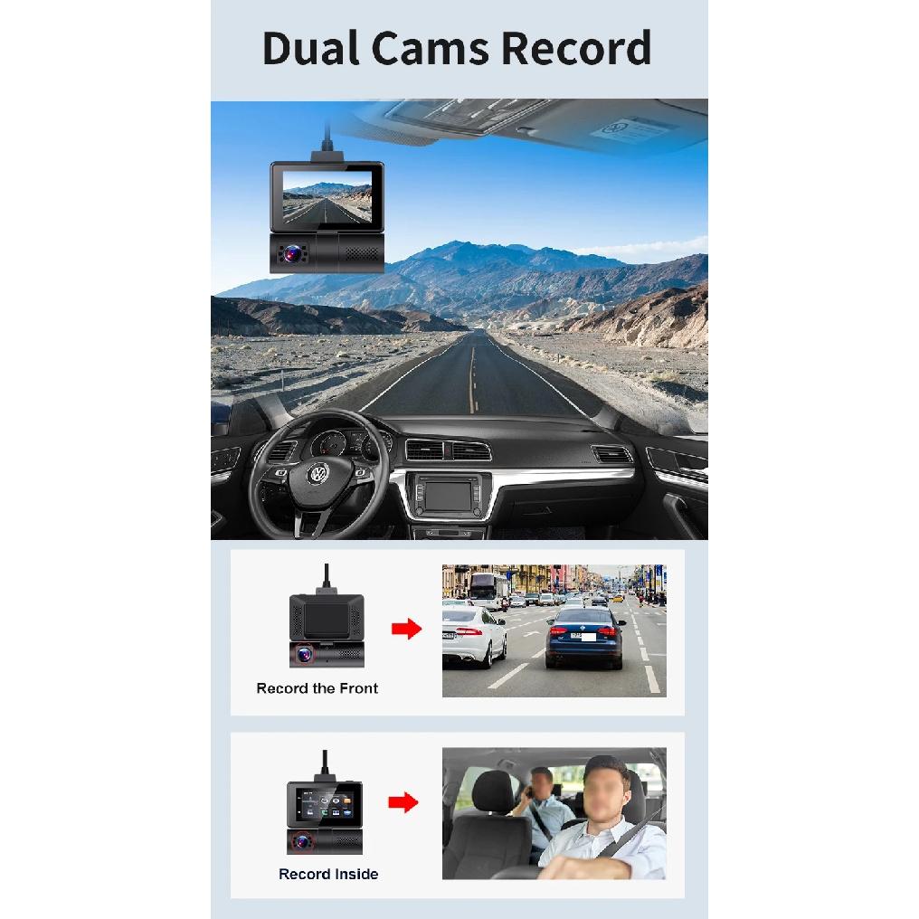ADAS 4G Android DVR Remote Parking Monitor 3''Touch Dash Cam WIFI GPS Dual lens 2WAY Talk Live Streaming on Car ASSIST APP