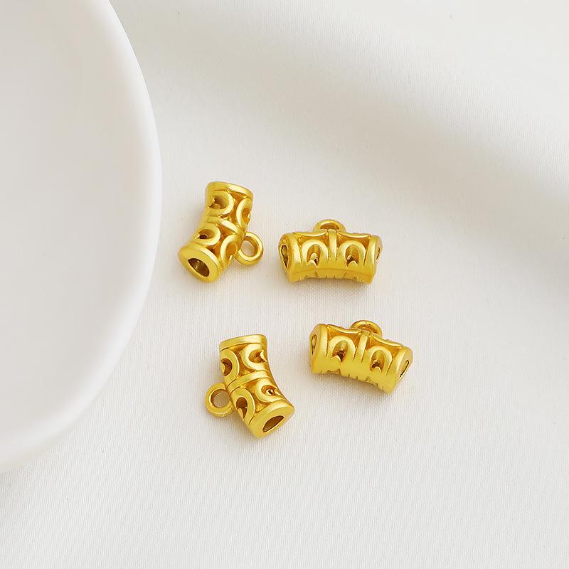 Gold-Plated Sand Gold Hollow Bracelet Necklace with Curved Tube, Pendant, and DIY Beading Rope Material.