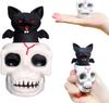 Halloween Skull Squeeze Stress Ball, Ugly Cute Squishy Skeleton Head Toy for Kids Halloween Party Trick Relief Novelty Toys