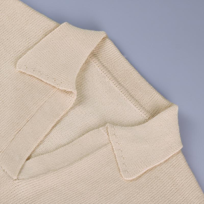 Kołnierzyk polo Luźny sweter damski swobodny dzianinowy sweter z długim rękawem Ciepły jednolity kolor Top Prosty dojazd Modny swobodny sweter Jesień Zima