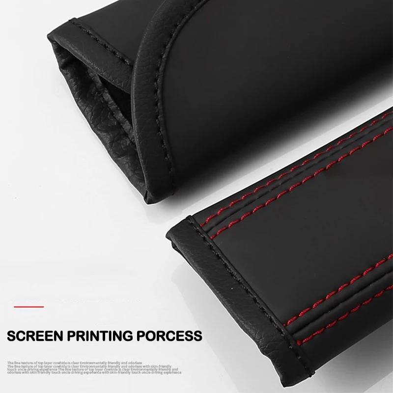 Cxbkdv1 2Pcs Leather Car Safety Belt Shoulder Cover Pads For Mitsubishi Asx Lancer Outlander Pajero Ralliart Car Accessories