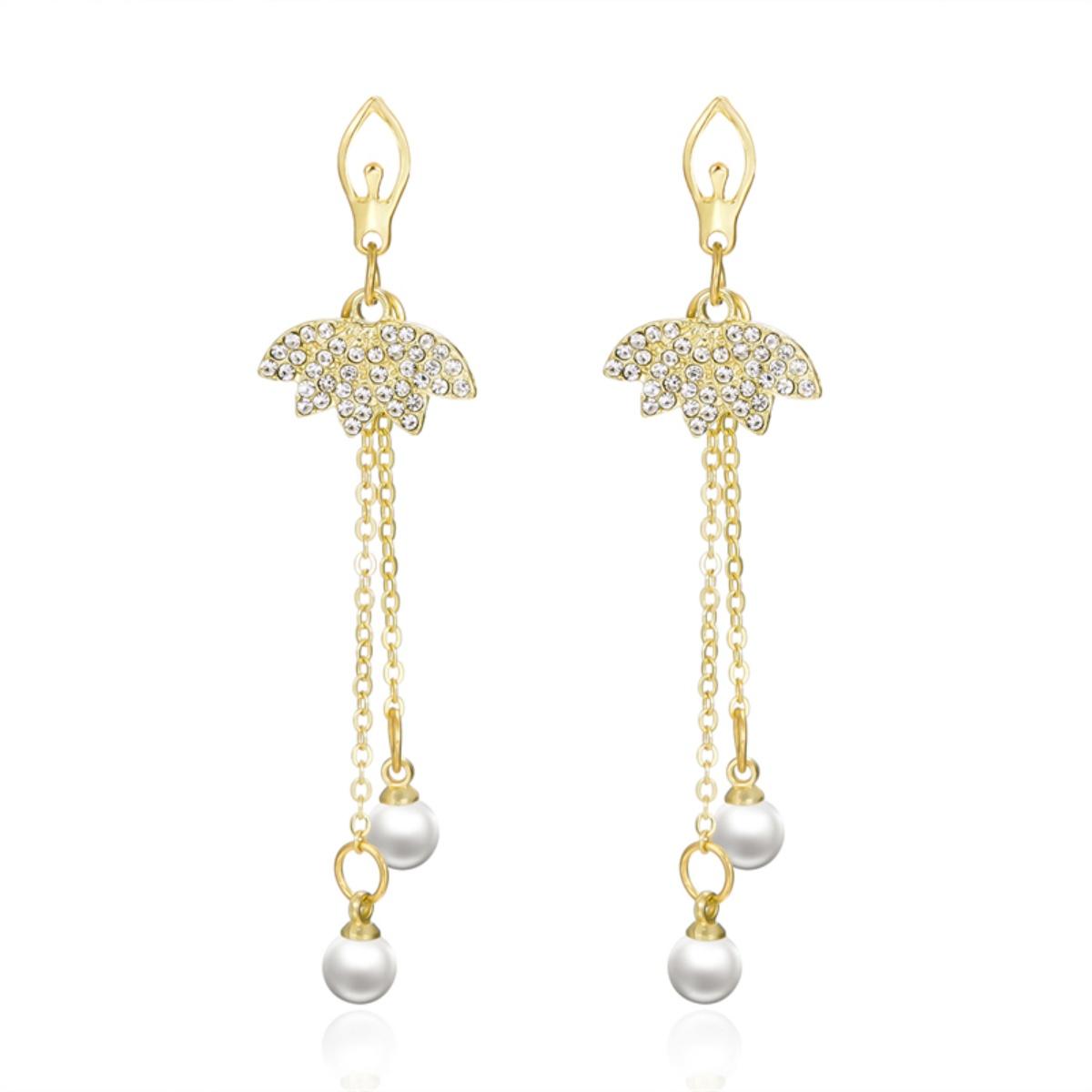 

Creative Shiny Zircon Ballet Girls Drop Earrings For Women Men Trendy Imitation Pearl Tassel Dance Girl Earring Party Jewelry