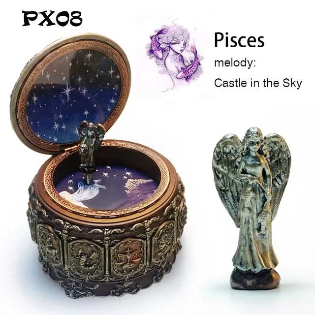 Rotating Vintage Music Box With Constellations Goddess Mechanism Musical Box Signs Of The Zodiac Gift for Birthday Christmas