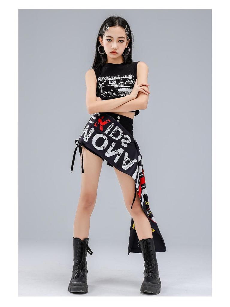 Jazz-Tanzkostüm-Set für Mädchen: 2025 Frühling/Sommer Ärmelloses Crop-Top & Taillenbund-Shorts