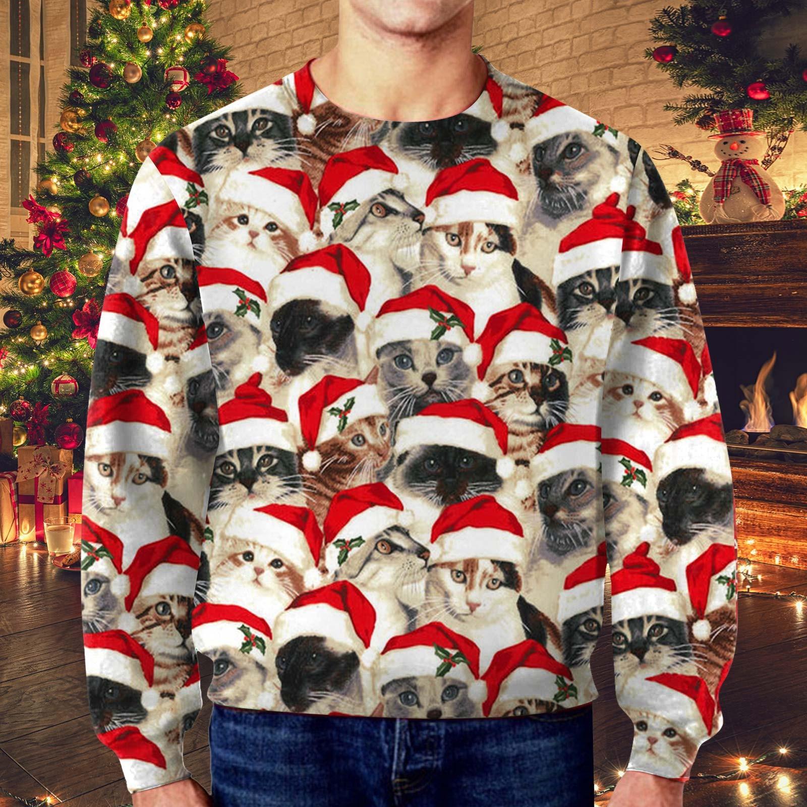 

Мужская рождественская толстовка с капюшоном с рисунком Санта-Клауса, с круглым вырезом и длинными рукавами, свободный свитер с круглым вырезом, спортивные костюмы XL