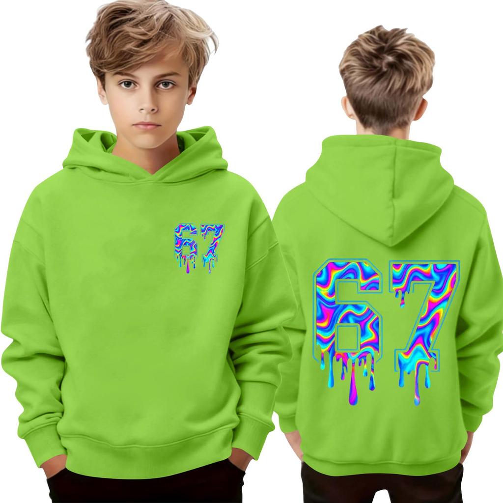 Kinder Langarm Lockerer Pullover Buchstabenaufdruck Kordelzug Kapuzen-Sweatshirt