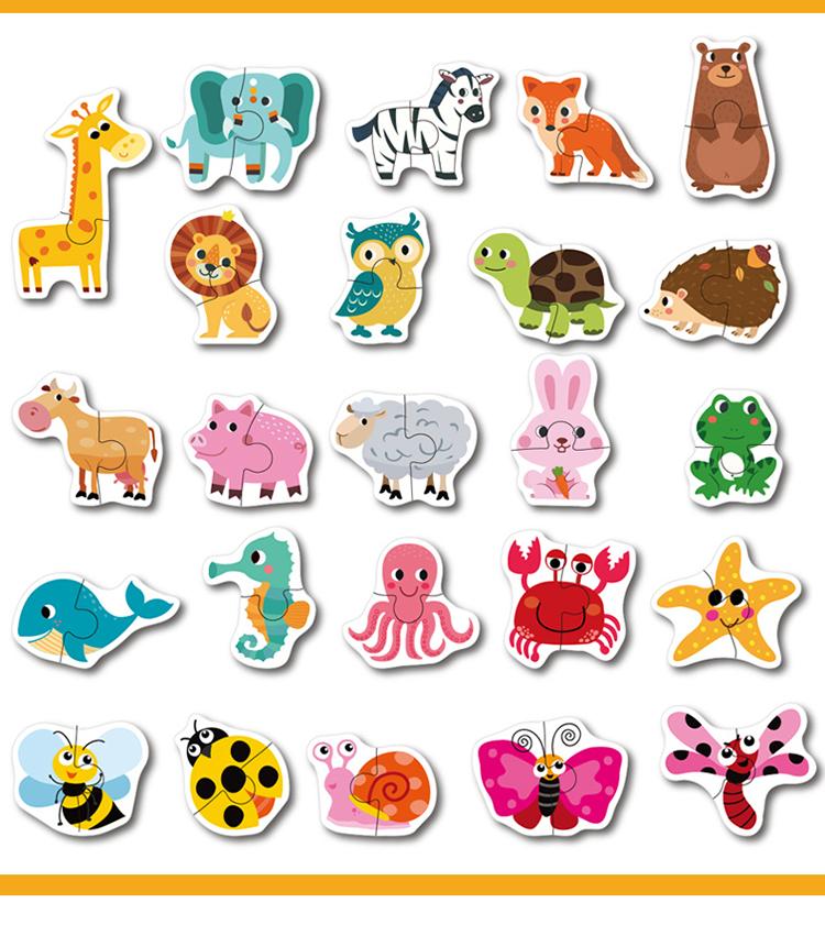 Detská drevená skladačka na priraďovanie Puzzle Hra Bábätko Rané učenie Poznanie Zvieratko Ovocie Doprava Vzdelávacie hračky pre deti Darčeky