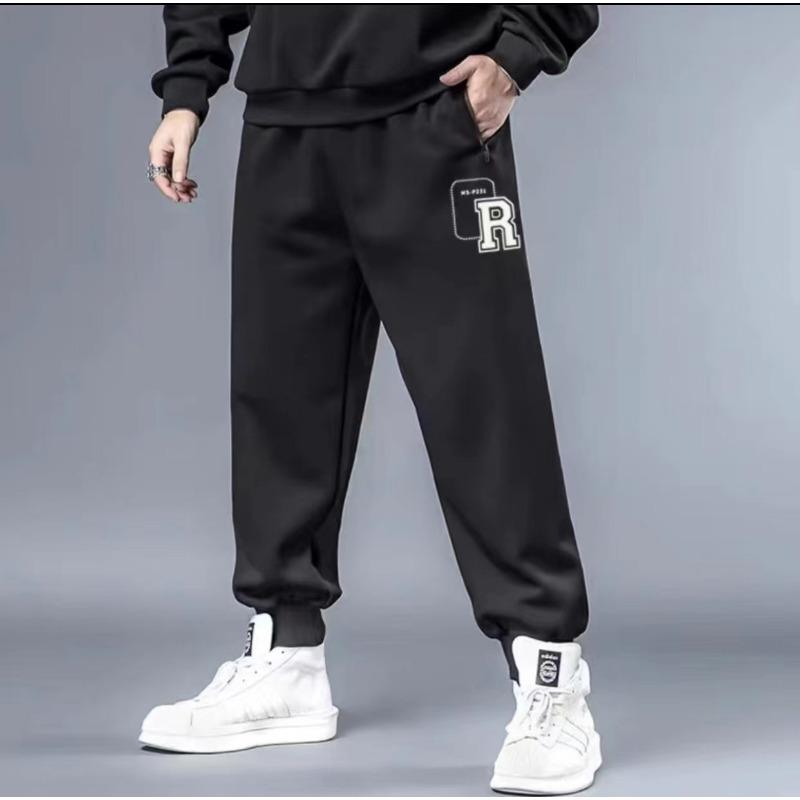 Trendy Oversized Men's Loose-Fit Straight-Leg Wide-Leg Casual Stretch Sports Trousers with Drape
