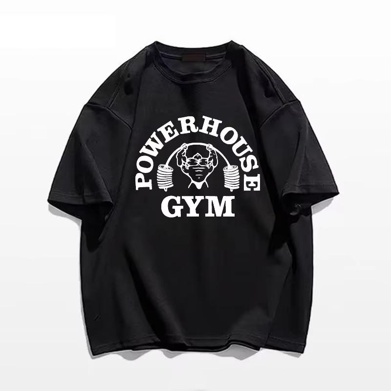 2026 new summer Powerful Gym Print SpringSummer Style  Daily Casual Loose Cotton Clothing  Letter Decorated Print TShirt S