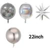 Balão Estrela Disco Prateado Balão de Filme de Alumínio 4D Conjunto para Festas Temáticas Anos 70 80 Aniversário Celebrações de Casamento Decoração de Festa