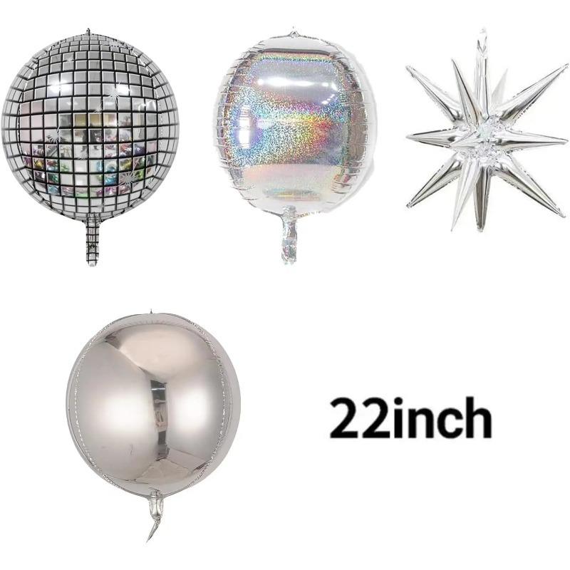 Balão Estrela Disco Prateado Balão de Filme de Alumínio 4D Conjunto para Festas Temáticas Anos 70 80 Aniversário Celebrações de Casamento Decoração de Festa