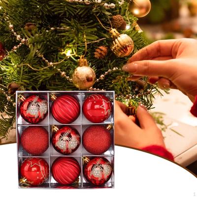9 Pieces Christmas Ball Ornaments Tree Decorations 2.36" Round Shaped for Indoor