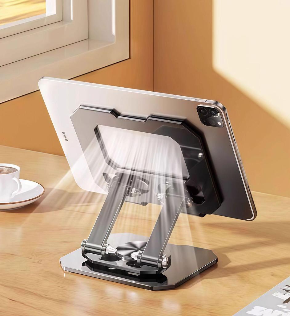 Universal Metal Rotatable Tablet & Phone Stand for Desk - Ideal for iPad, PUBG, Learning, and More