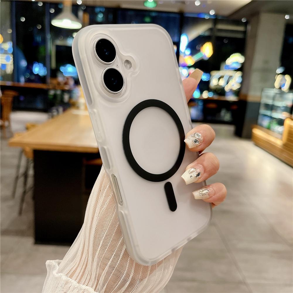 Translucent Matte Magnetic Phone Case for iPhone 16 15 14 13 Pro Max Wireless Charge Soft Shockproof Cover