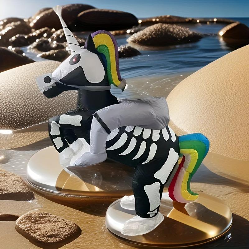 Inflatable Unicorn Skeleton Costume for Adults - Halloween Party Roleplay Festival Stage Performance Riding Unicorn Accessory