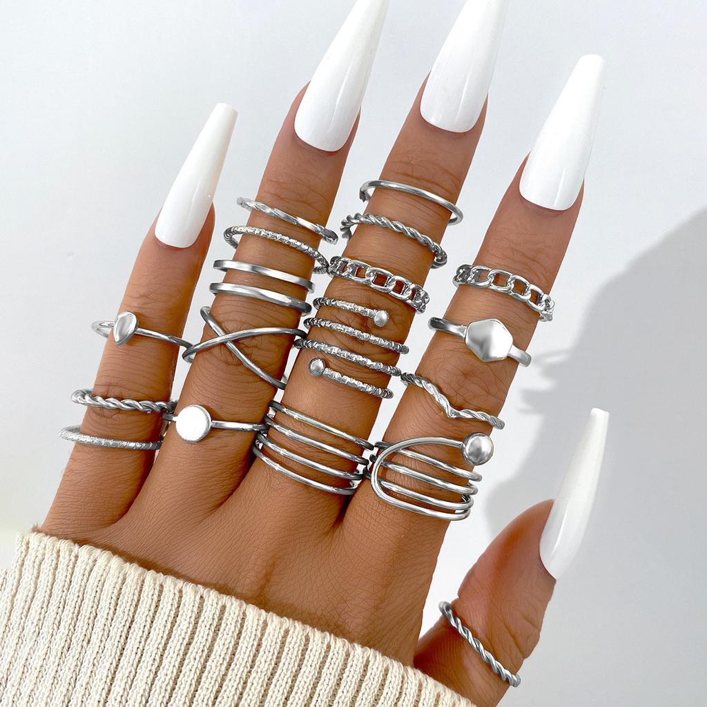 Retro Silver Color Geometric Knuckle Rings Set For Women Eye Cross Sun And Moon Leaf Charm Finger Ring Female Boho Party Jewelry