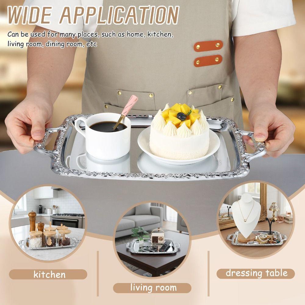 Metal Metal Serving Tray Stainless Steel Storage Tray Portable Charcuterie Tray Kitchen Use