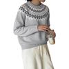 2026 Retro Ethnic Style Fair Isle Knit Sweater – Women's Loose Long Sleeve Round Neck