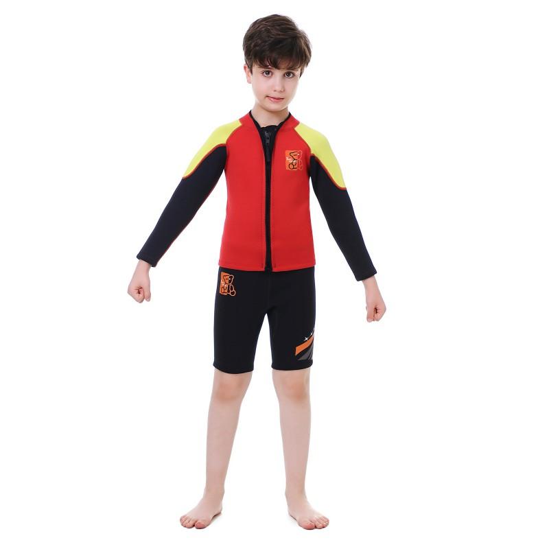 Children's 2.5MM Split Thermal Diving Suit Men Girls Long-sleeved Shorts Surfing Jellyfish R026