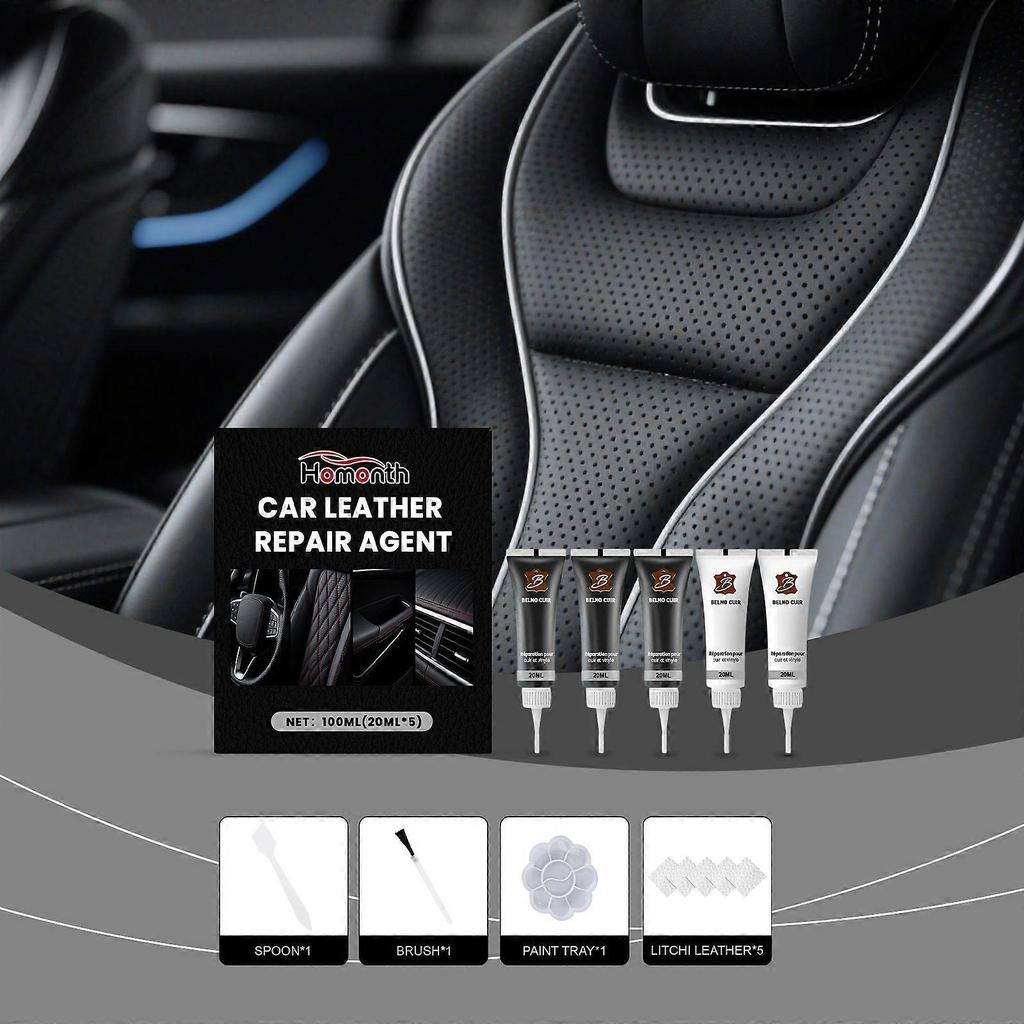 Homonth Car Leather Care Kit Leather Seat Interior Scratch Cover Leather Wear Repair Colorant