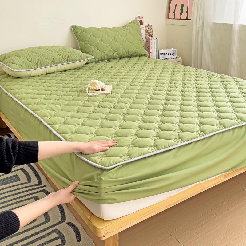 Cloud Cotton Skin-Friendly Thickened Fitted Sheet: Solid Color, Pure Cotton, Non-Slip, Machine Washable.