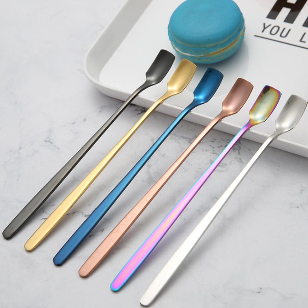 304 Stainless Steel Square Head Spoon Coffee Spoon Mug Spoon Long Handle Honey Mixing Spoon Gift Spoon Kitchen Accessories