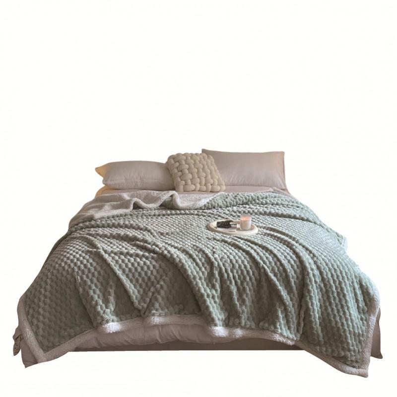 Thick Winter Fleece Blanket With Chenille Texture Solid Color Double-Layer Throw Bed Sofa Ultra Soft Warm Plush
