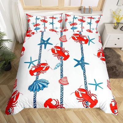 Sea Animals Bedding Sets For Kids Boys Girls Queen Lightweight Duvet Covers Lobster Bedspread Covers Bedroom Decor No Comforter