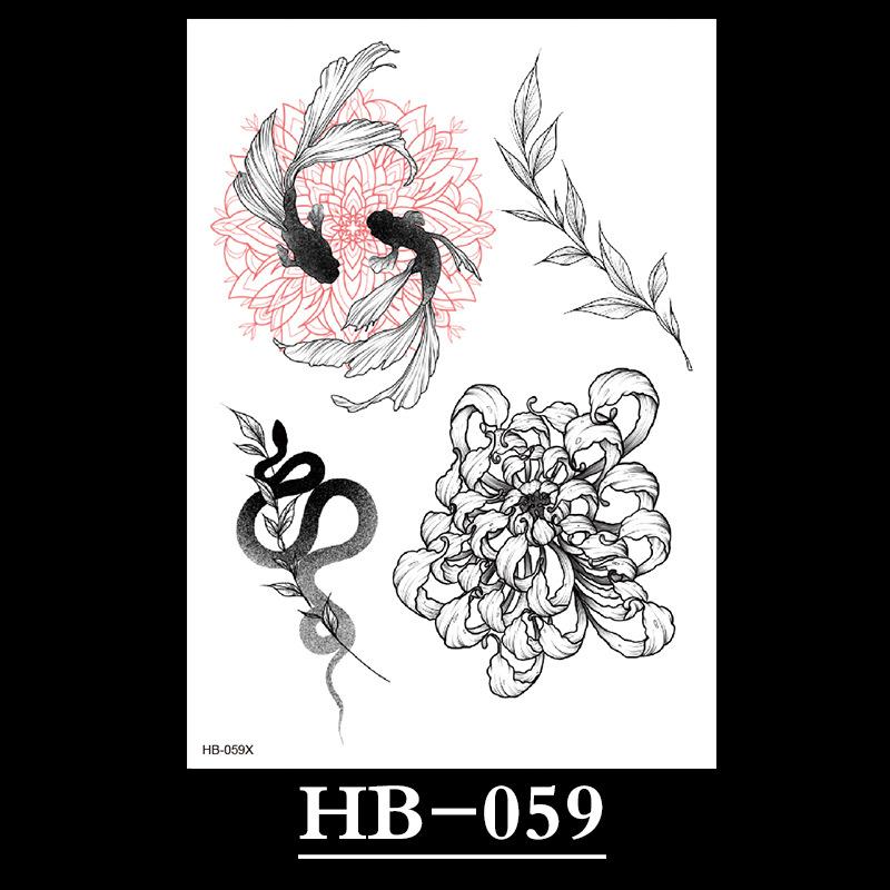 Flower Sketch Tattoo Sticker, Black And White Half Arm Tattoo Sticker, Waterproof And Sweat Proof Tattoo