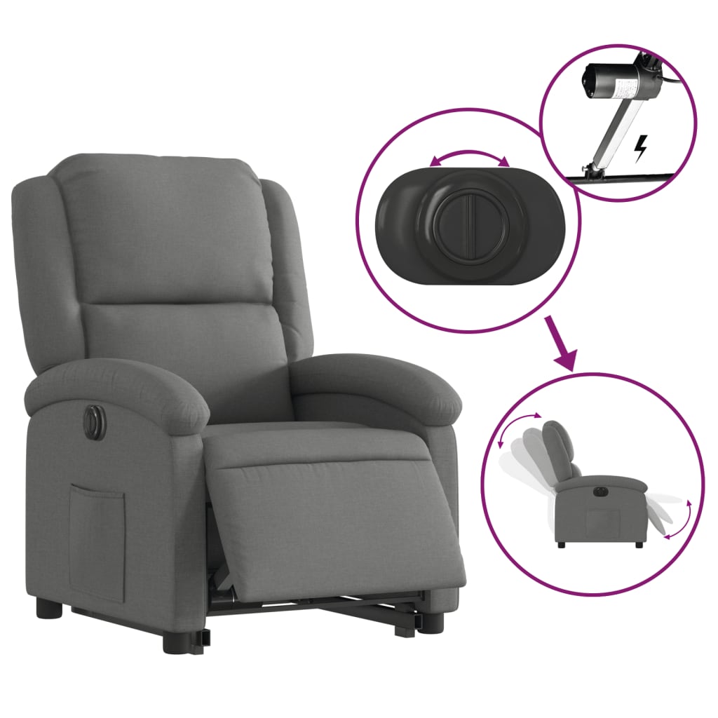 Vidaxl Lift-up Massage Chair, Electric, Reclining, Dark Grey