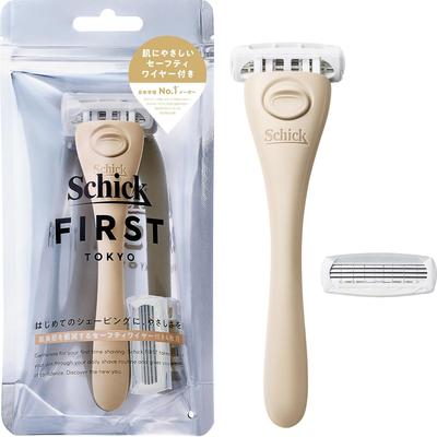 Schick Schick First Shaving Holder Blade 1 Replacement Sand Beige Shaving Razor (with + Blade)
