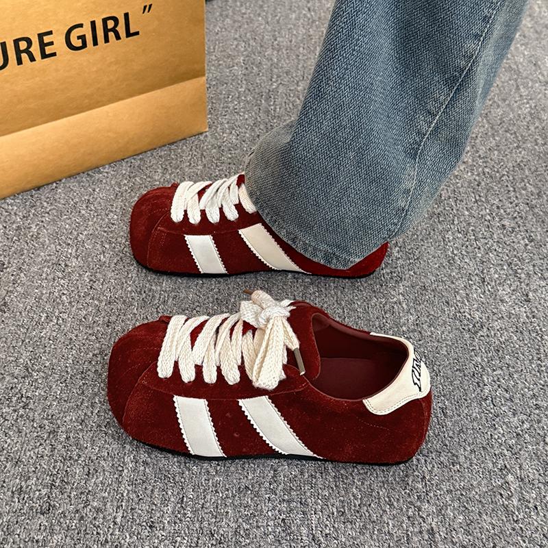 Fashion Soft Leather Version Retro Round Head Couple Comfortable Shoes Spring New Style Versatile Breathable Lightweight Sports Shoes