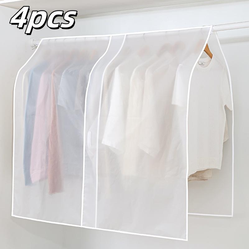 1/2/4pc Household Clothing Dust-Proof Cover Translucent Dust-Proof Clothing Waterproof Jacket Coat Shirts Wardrobe Storage Tool