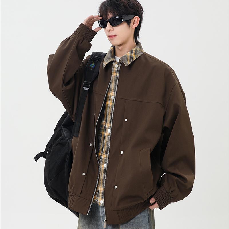 Fake Two Black Jackets, High-end and Casual Plaid Lapel Men's Jacket