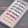 8PCS Super Value Rectangle Simple Sport Non-Slip Presbyopia Glasses Multiple Pairs for Middle-Aged and Elderly Men and Women