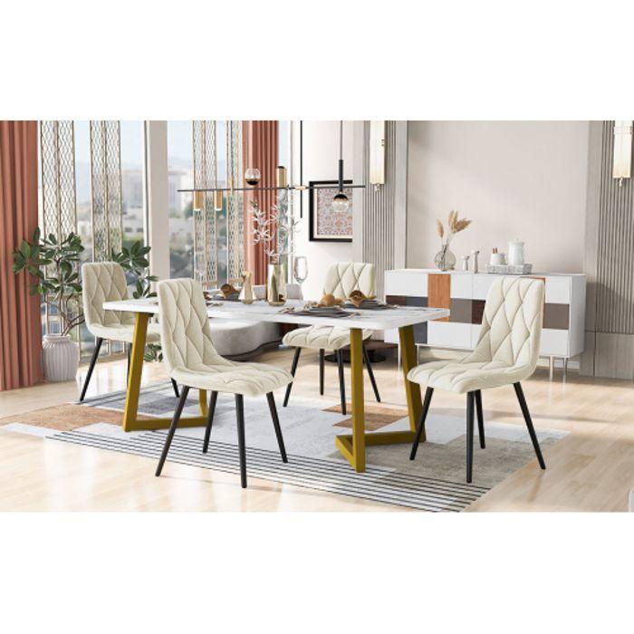 Table de salle à manger - Set 117x68 cm - 4 chaises - Rectangulaire - Moderne