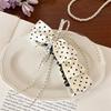 Satin Bow Hair Claw Rhinestone Polka Dot Headpiece Sweety PonyTail Claw Clip  Women/Girls